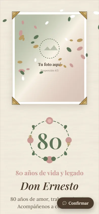 Vista de la plantilla Bodas de vida