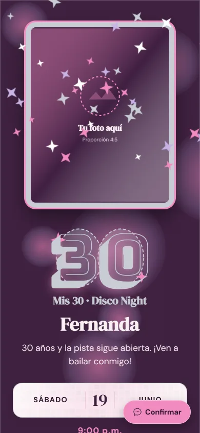 Vista de la plantilla Disco glam