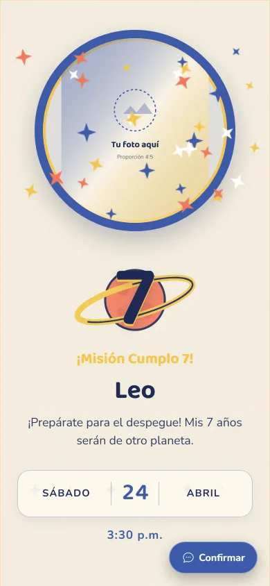 Vista de la plantilla Viaje a las estrellas