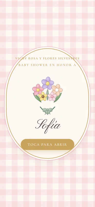 Vista de la plantilla Vichy Rosa y Flores Silvestres